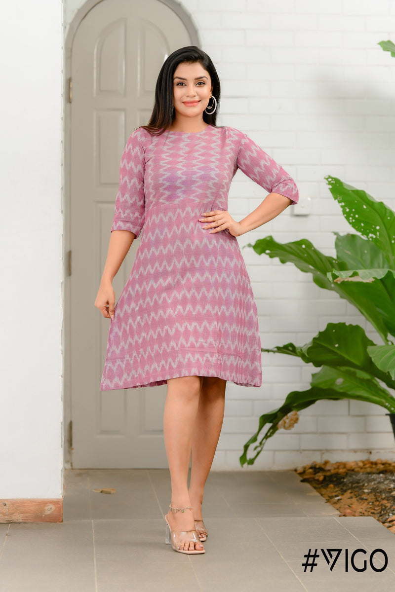 Ikat Essence Dress in Petal Pink