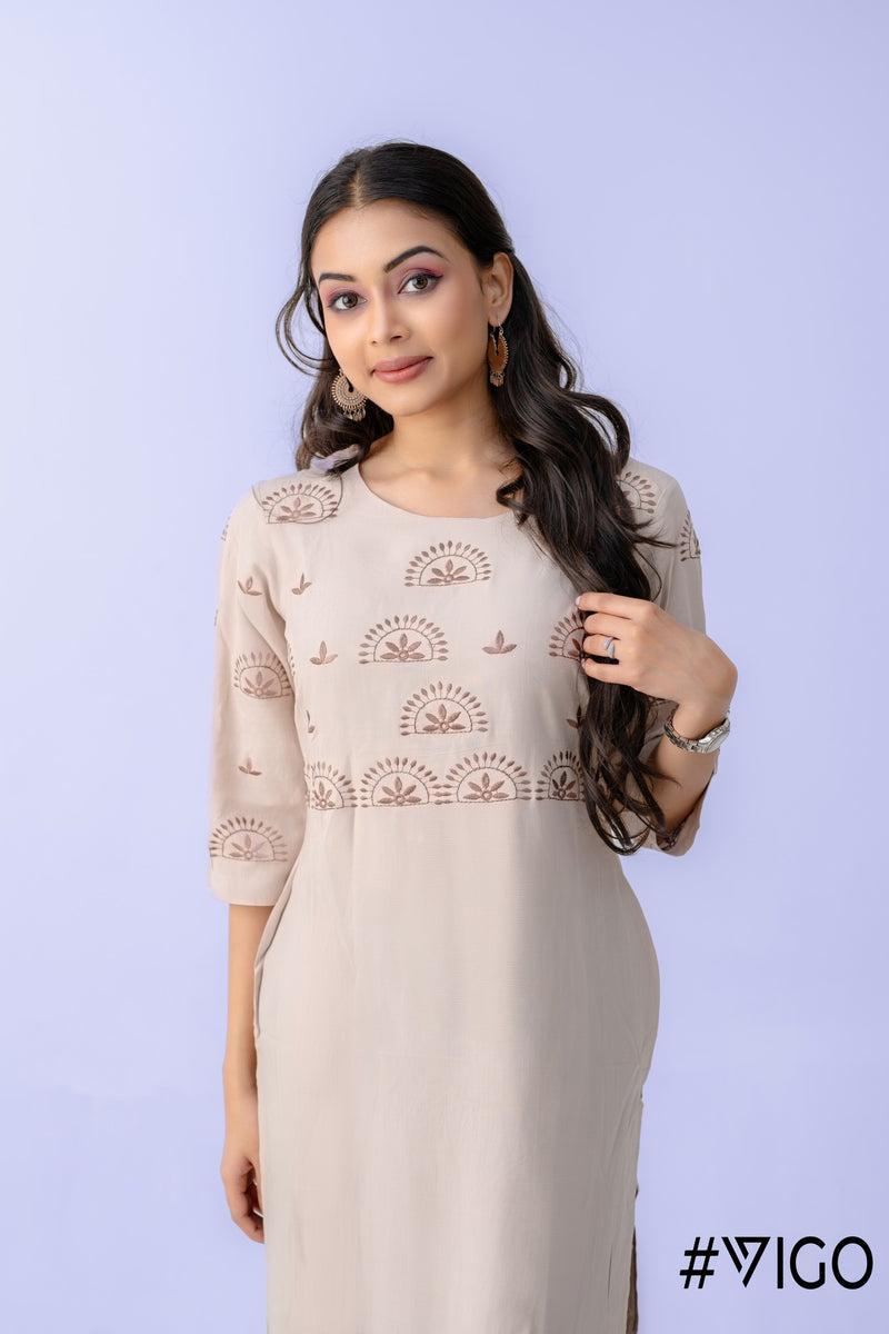 BEIGE BREEZY CHIC EMBROIDERY