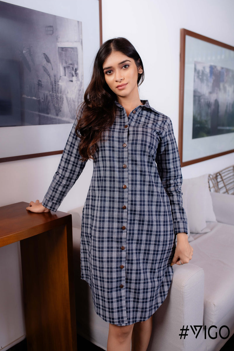 SKYLINE CHECK SHIRT DRESS