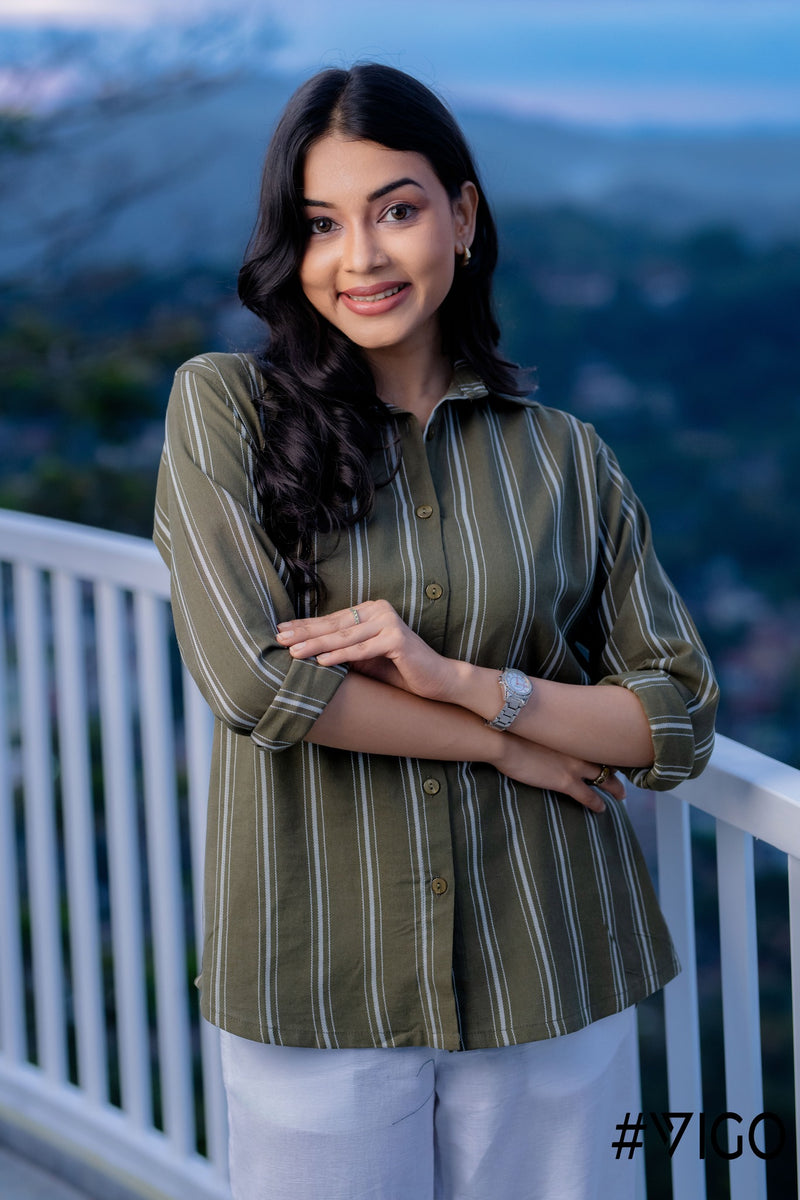 REGULAR GREEN STRIPED SHIRT