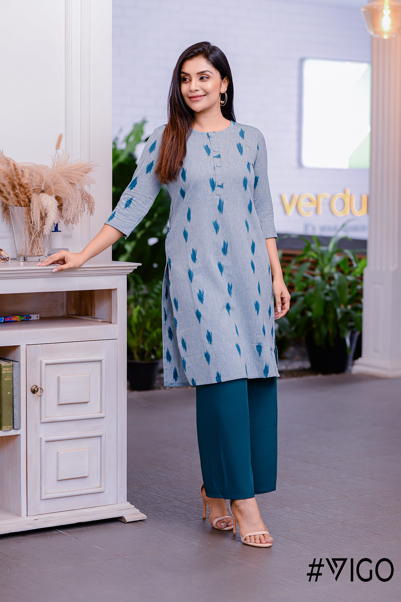 Classic Elegance Straight Kurti in Grey