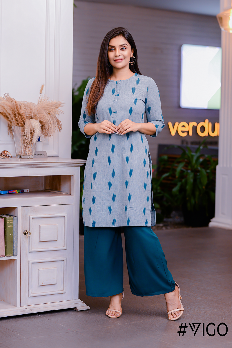 Classic Elegance Straight Kurti in Grey