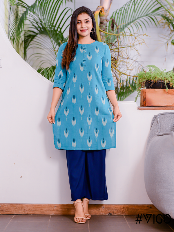 Classic Elegance Straight Kurti in Azure