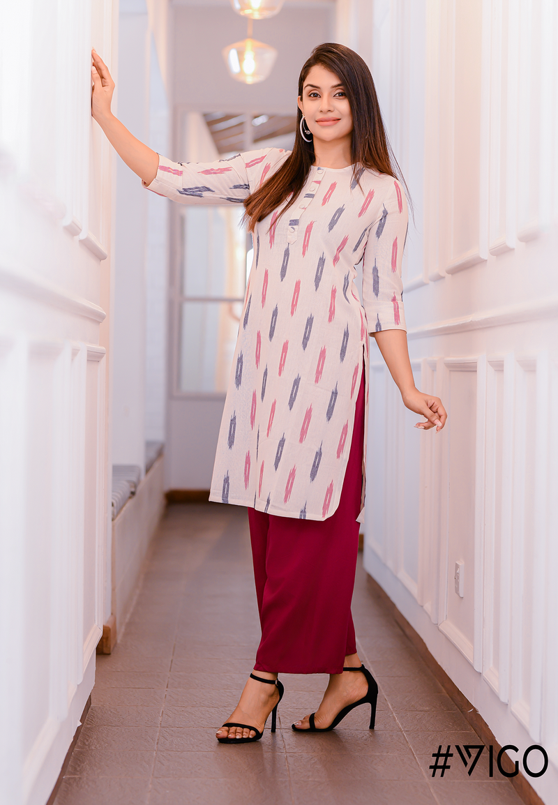 Classic Elegance Straight Kurti in White