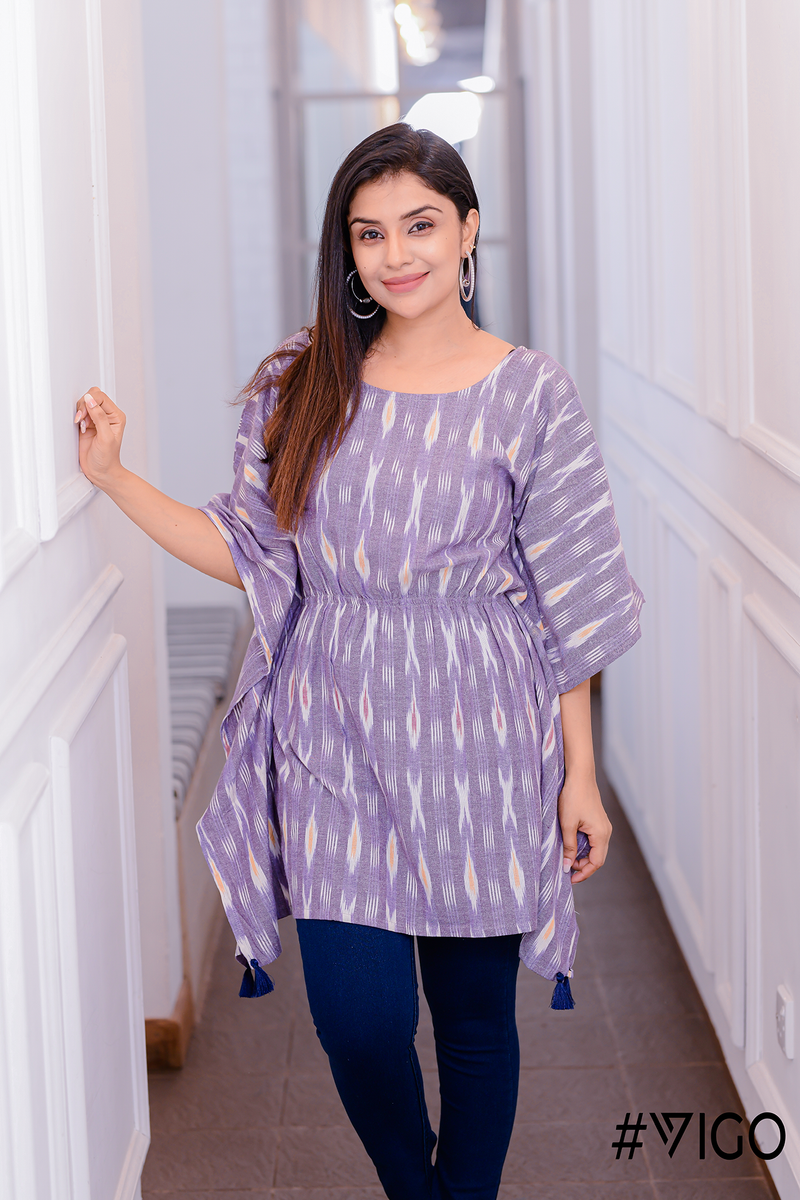 Ikat Flutter Top in Lavender